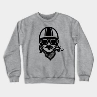 Smoking moustachioed motorcyclist Crewneck Sweatshirt